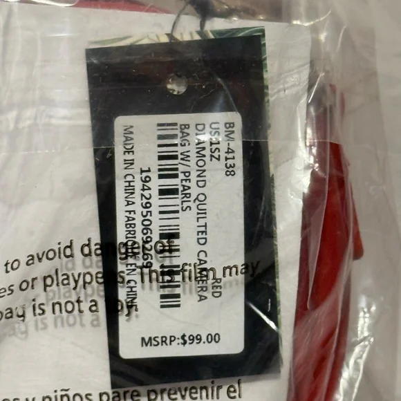 NWT Badgley Mischka Diamond Quilted Camera Bag w/ Pearls - Picture 6 of 7